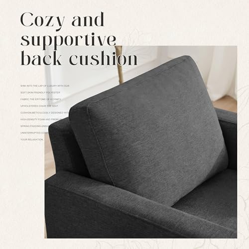 Mid-Century Accent Chair, Dark Grey Armchair Living Room Chairs, 2 Pack - Image 5