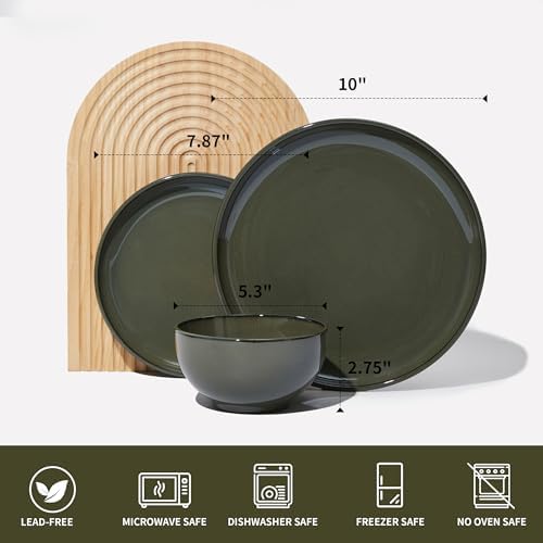 Pokini Stoneware Dinnerware Sets for 8, 24pcs Plates and Bowls Sets Dishes - Image 2