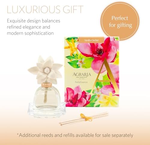 Agraria PetiteEssence 1.7oz Flower and Reed Diffuser Set, Hand Crafted Sola Flower Botanical Air Diffusers for Home, Orchid Vanilla Air Diffusers for Home - Image 5