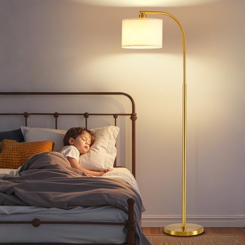 Tall Floor Lamp for Living Room,65'' Modern Standing Lamps with 9W LED Bulb,Elegant Floor Light with Fabric Shade,Gold Tall Lamp for Bedroom Office Study Room Corner Dining Room - Image 4