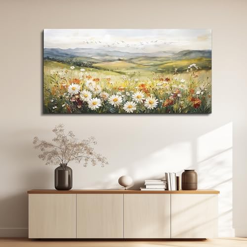 FUHAIHUA Canvas Wall Art For Living Room Large Framed Wall Decor For Bedroom Modern Office Wall Decorations Prairie Flowers Landscape Painting Farmhouse Pictures Artwork Home Decor 20" x 40" - Image 5