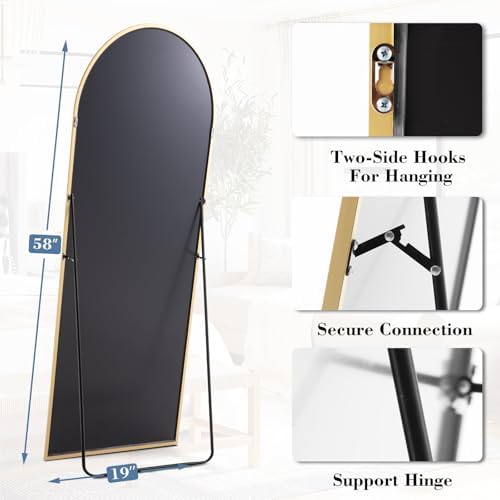 DUMOS Arched Mirror Full Length Floor, 58x19 Inch Full Body Standing Mirror - Image 2