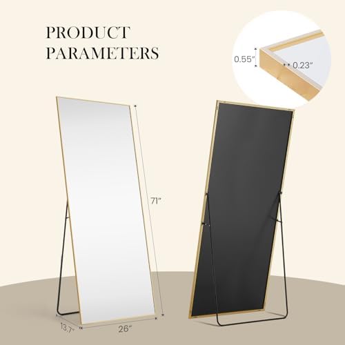 DUMOS 70.4"x25.6" Full Length Mirror with Stand, Full Body Floor Mirror - Image 2