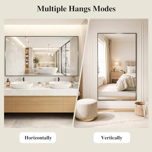 Koonmi Black Mirrors for Wall, 30x36 Inch Bathroom Mirror, Rectangular Wall Mirror for Living Room Bedroom Bathroom, Hangs Horizontally or Vertically - Image 6