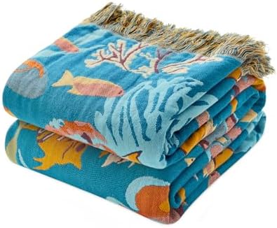 LUTBM Boho Throw Blanket for Couch 50"x60", Cotton Decorative Bed Throw by LUTBMFindYourFreeSpiritatHome