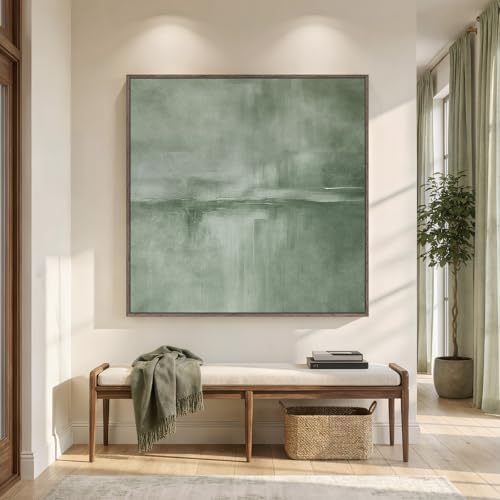 Extra Large Framed Green Abstract Wall Art Decor for Living Room, 48x48 In - Image 3