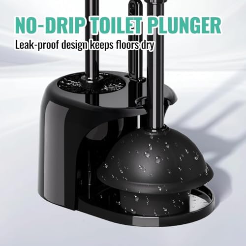 3 in 1 Toilet Brush and Plunger Set with Crevice Cleaning Brush, Toilet Plunger and Brush Set with Extra Long Handle, Plungers for Bathroom Accessories, Toilet Plunger with Holder, Black - Image 4