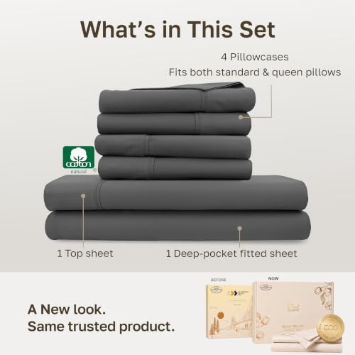 California Design Den Soft 100% Cotton Sateen Queen Bed Sheets, 6 Pc Set - Image 3