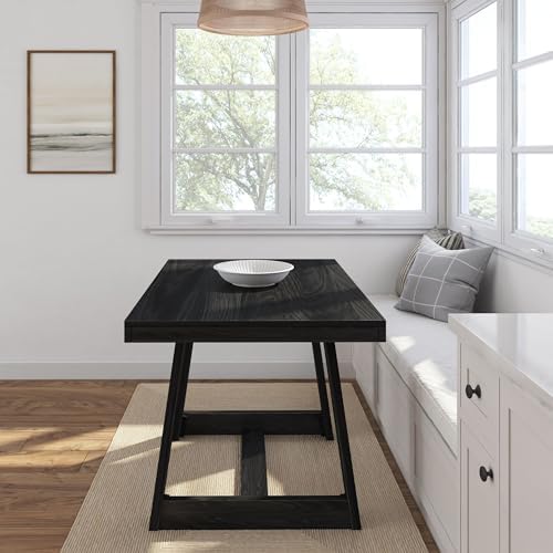Plank+Beam Classic 48 Inch Dining Table, Rectangular, Black Wirebrush - Image 5
