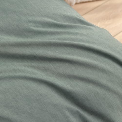 BESTOUCH Cotton Solid Duvet Cover Set Linen Feel Green Twin - Image 6