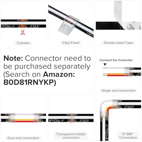 BTF-LIGHTING 32.8FT WS2811 Smart IC RGB DC24V FCOB COB LED Strip Light - Image 6