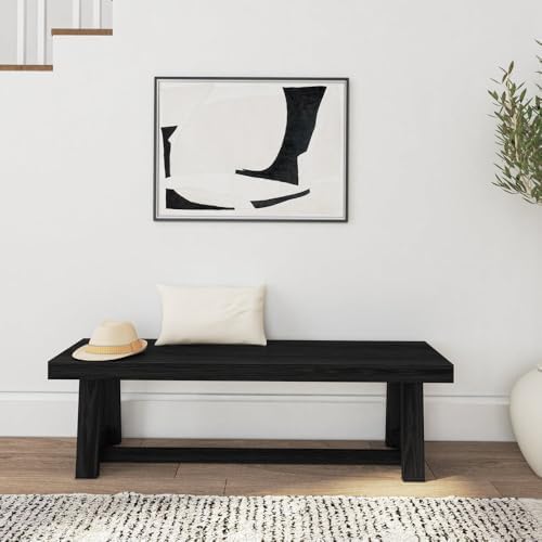 Plank+Beam Classic Dining Bench, 60 Inch, Black Wirebrush - Image 5