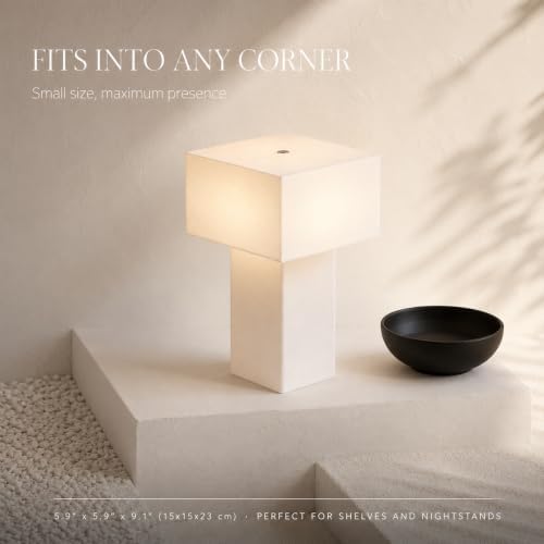 Cordless Rechargeable Table Lamp with Cocoon Shade Touch Dimmable - Image 4