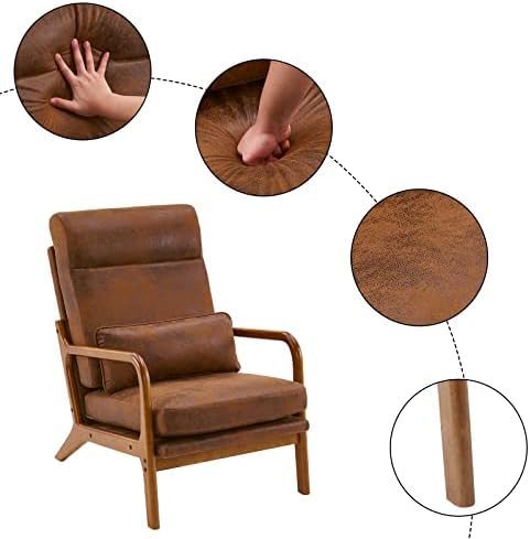 Karl home Accent Chair High Back Mid-Century Modern, Brown - Image 6
