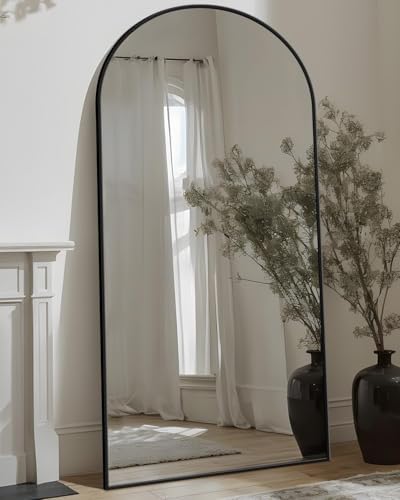 Antok Full Length Mirror, 76"x34" Floor Mirror with Stand, Black, Arched by AntokMirror