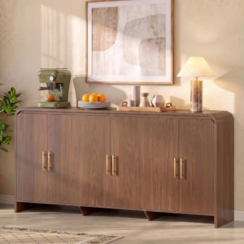 71" Modern Sideboard Buffet Cabinet with Large Storage & 6 Doors, Walnut by Alohappy