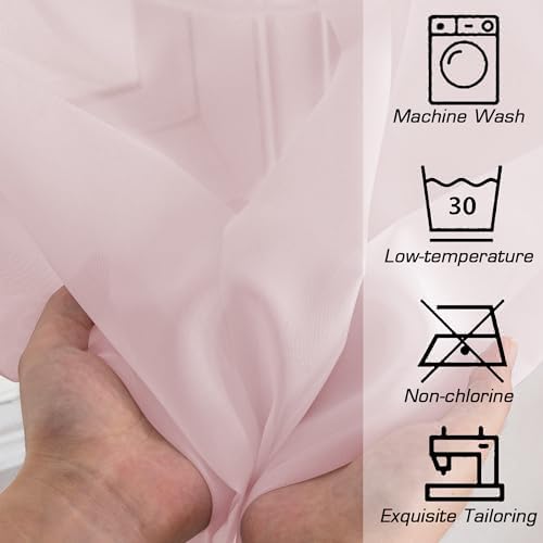 OWENIE Sheer Curtains 54 Inch Length 2 Panels Set, Blush Sheer Curtain for Living Room, Soft Airy Window Treatments for Bedroom, Fimly Voile Sheer Curtains & Drapes, 2 Pcs 84 Width 54 Long - Image 3