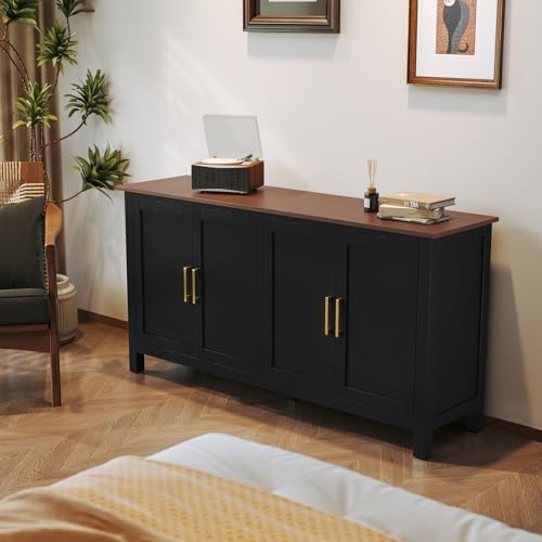 ARTPOWER 60" Sideboard Buffet Cabinet with Storage, Credenza Black - Image 5