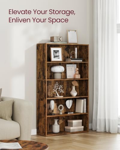 VASAGLE 5-Tier Bookshelf, Storage Organizer, 9.4 x 31.5 x 52.5 Inches - Image 4