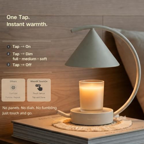 Japandi Moon Arc Candle & Wax Warmer Lamp, Tsukimi Inspired - Image 6
