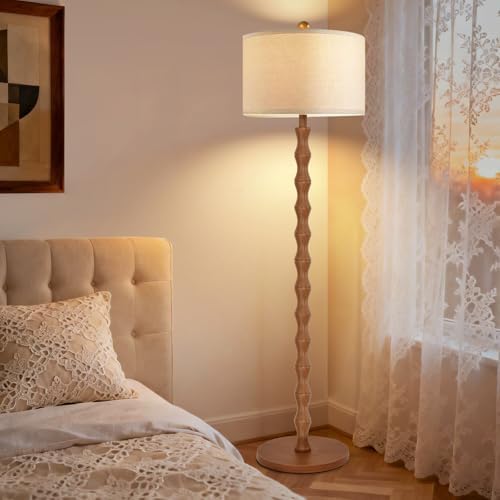 ZECOXOL Wood Floor Lamp with 3 Color Temperatures,Boho Floor Lamp with Remote Control,Dimmable Vintage Floor Lamp Mid Century Modern Standing Lamp Farmhouse Tall Pole Lamp for Living Room Bedroom - Image 7