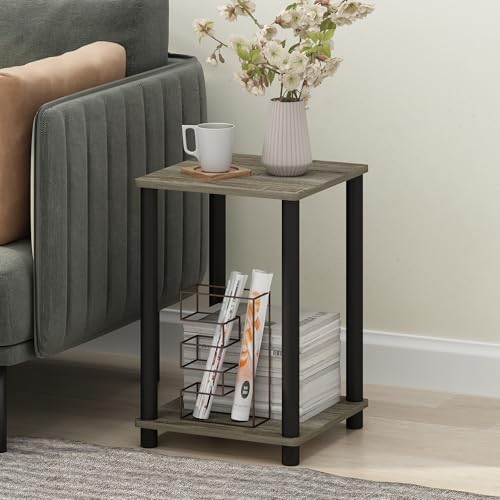 Furinno Modern Toolless 2-Tier Side Table, Open Shelf, Grey Oak by Furinno-FitsYourSpaceFitsYourBudget