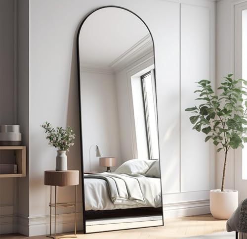 Prywot Arched Full Length Mirror Free Standing, 57"x20" Floor Mirror, Black - Image 2