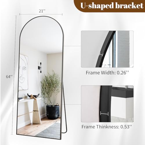 Koonmi 64x21 Arched Full Length Mirror, Floor Mirror with Stand - Image 4