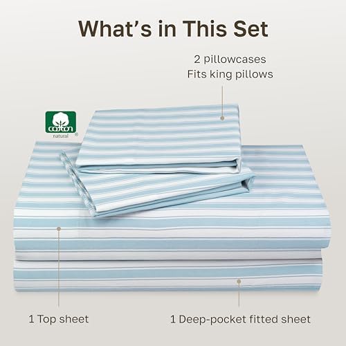 California Design Den Soft 100% Cotton Sateen Cali King Sheets Set, 4 Pcs - Image 4