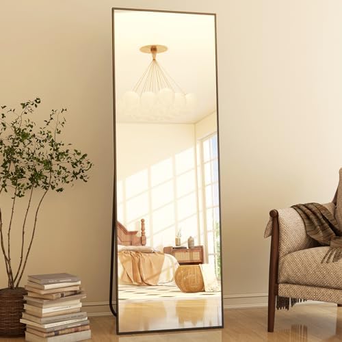 GLSLAND 59"x16" Full Length Mirror Full Body Mirror Freestanding Hanging or Leaning Rectangle Floor Mirror Aluminum Alloy for Bedroom Bathroom Living Room,Black - Image 3