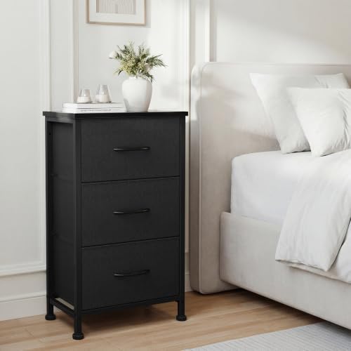 DUMOS 3 Drawer Nightstand for Bedroom, Small Night Stand Chest of Drawers - Image 2