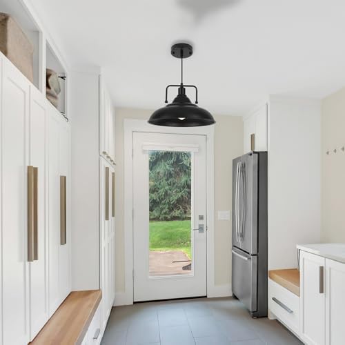 Black Pendant Light, Large Pendant Light 15.7" 1 Pack, Modern Farmhouse Pendant Lighting, Kitchen Pendant Lights, Pendant Lights Kitchen Island for Kitchen, Living Room - Image 5