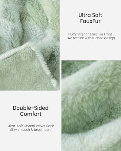 Ultra Soft Cozy Faux Fur Throw Blanket, Fuzzy Plush Thick Bubble Blanket, Luxury Fluffy Blanket for Couch, Sofa, Bedroom, and Living Room, 60x80 Inches,Tie-Dye Sage - Image 4