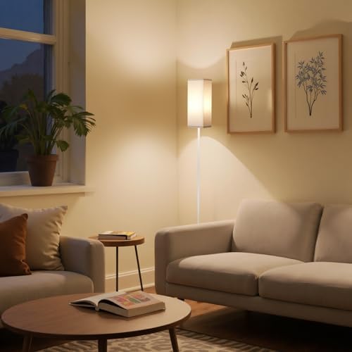 64.6" Floor Lamp, Pole with Foot Switch, Modern Standing Lamp Lampshade, Minimalist Freestanding Lamp (Bulb Not Included), for Living Room, Bedroom Office ETL Listed, White WCW07LD05 - Image 5