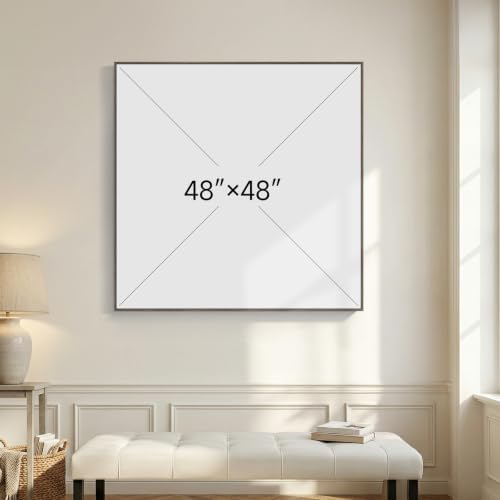Oversized Framed Neutral Abstract Wall Art for Living Room Decor, 48x48 In - Image 6