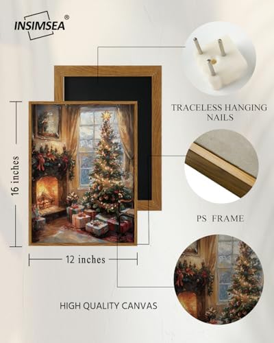 InSimSea Framed Wall Art, Vintage Christmas Tree Xmas Holiday Decor,12x16In - Image 4
