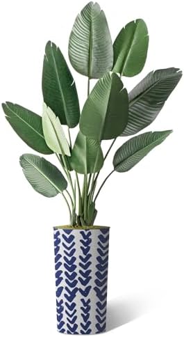 Artificial Tree in Modern Pattern Planter, Fake Bird of Paradise Silk Tree for Indoor and Outdoor Home Decoration - 67" Overall Tall (Plant Pot Plus Tree) - Image 2