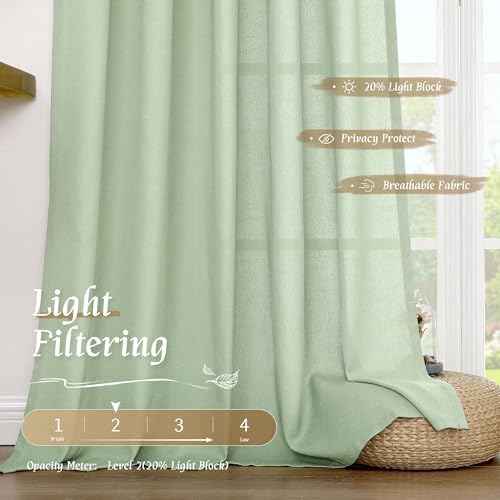LAMIT Light Filtering Linen Curtains 84 Inch for Living Room 2 Panels - Image 4