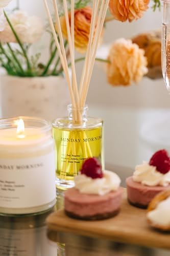 Brooklyn Candle Studio Reed Scent Diffuser - Sunday Morning - Relaxing Oil Diffuser, Pear, Jasmine & Amber Fragrance, 8 Rattan Diffuser Reeds, Clean Ingredients - 3.7oz - Image 5