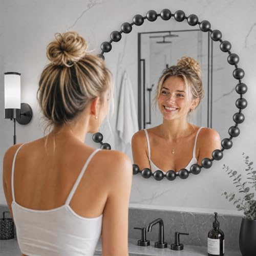 Madison Park 27 inch Black Round Mirror, Round Mirrors for Wall Decor, Metal Frame Circle Mirror for Bathroom, Living Room, Round Wall Metal Art Mirror - Image 5