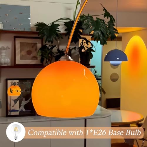 Orange Arc Floor Lamps for Living Room,Mid Century Modern,Marble Base - Image 6