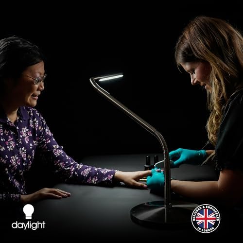 daylight Company, LLC U35108 Slimline 3 Table Lamp-LED-80 CRI-Eye Care-4 Brightness Levels, 3,000 LUX at 30 cm, 1,065 LUMENS-4 Step DIMMER Mode, Brushed Steel, 25.6 x 30 x 0.8 - Image 3