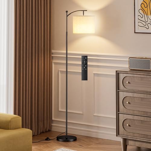 60" Floor Lamp with Remote and Stepless Dimmable Bulb, Deep Beige Shade by Ambimall