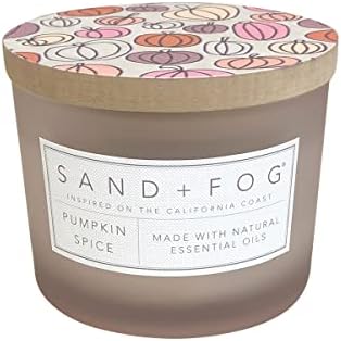 Sand + Fog Scented Candle - Pumpkin Spice – Additional Scents and Sizes – 100% Cotton Lead-Free Wick - Luxury Air Freshening Jar Candles - Perfect Home Decor – 12oz by SandFogHome