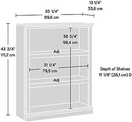 Sauder Miscellaneous Storage 3-Shelf Bookcase/ Book shelf, Oiled Oak finish - Image 3