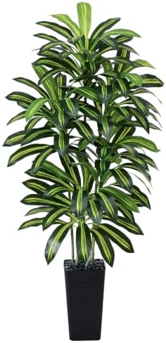 Artificial Dracaena Tree 6FT / Black Planter, Tall Plants Indoor by FSOHOI