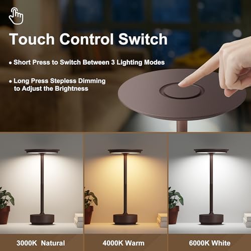 2 Pack Cordless Table Lamps Rechargeable, 5000mAh LED Table Light - Image 2