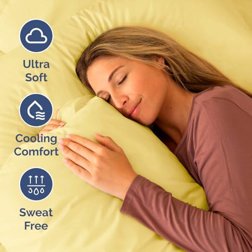 Short Queen Size 4 Piece Bed Sheet Set - RV Short Queen Sheets - Yellow - Image 4