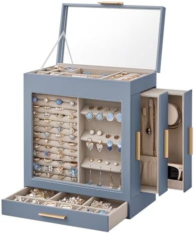 SONGMICS 5-Layer Jewelry Box with Glass Window, 3 Side Drawers by SONGMICSbySONGMICSHOME