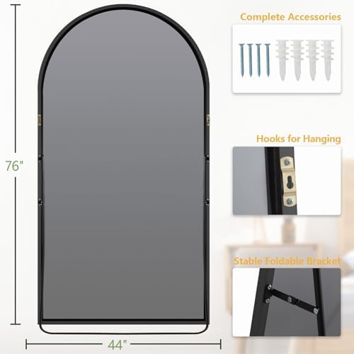 MELOMOIR 76"x44" Oversized Mirror Full Length, Arched Mirror Full Length - Image 5